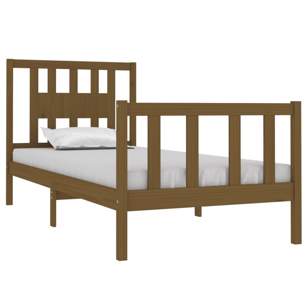 Bedframe Massief Hout Honingbruin 75X190 Cm 2Ft6 Small Single