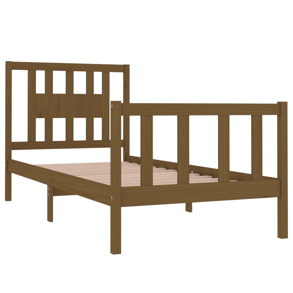 Bedframe Massief Hout Honingbruin 75X190 Cm 2Ft6 Small Single