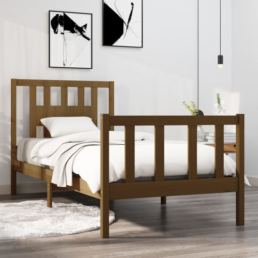 Bedframe Massief Hout Honingbruin 75X190 Cm 2Ft6 Small Single