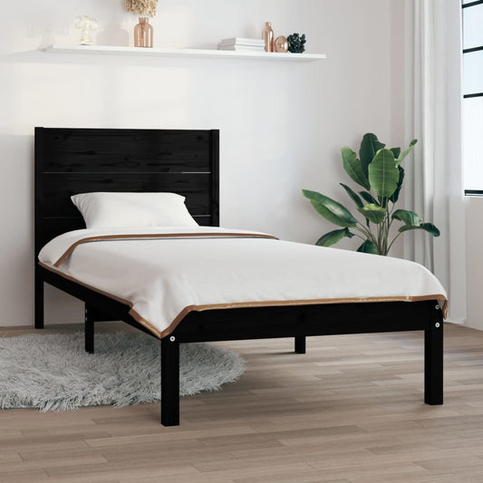 Bedframe Massief Grenenhout Zwart 90X200 Cm