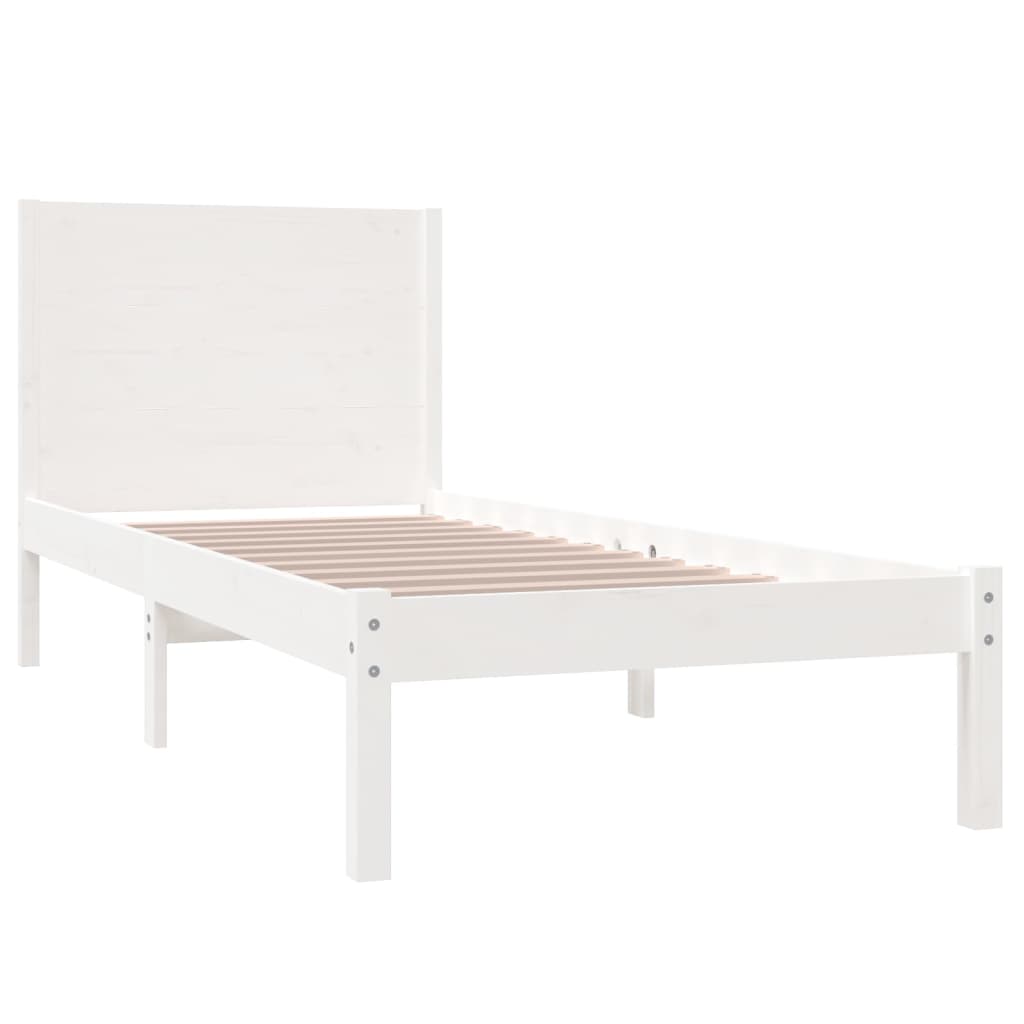 Bedframe Massief Grenenhout Wit 100X200 Cm