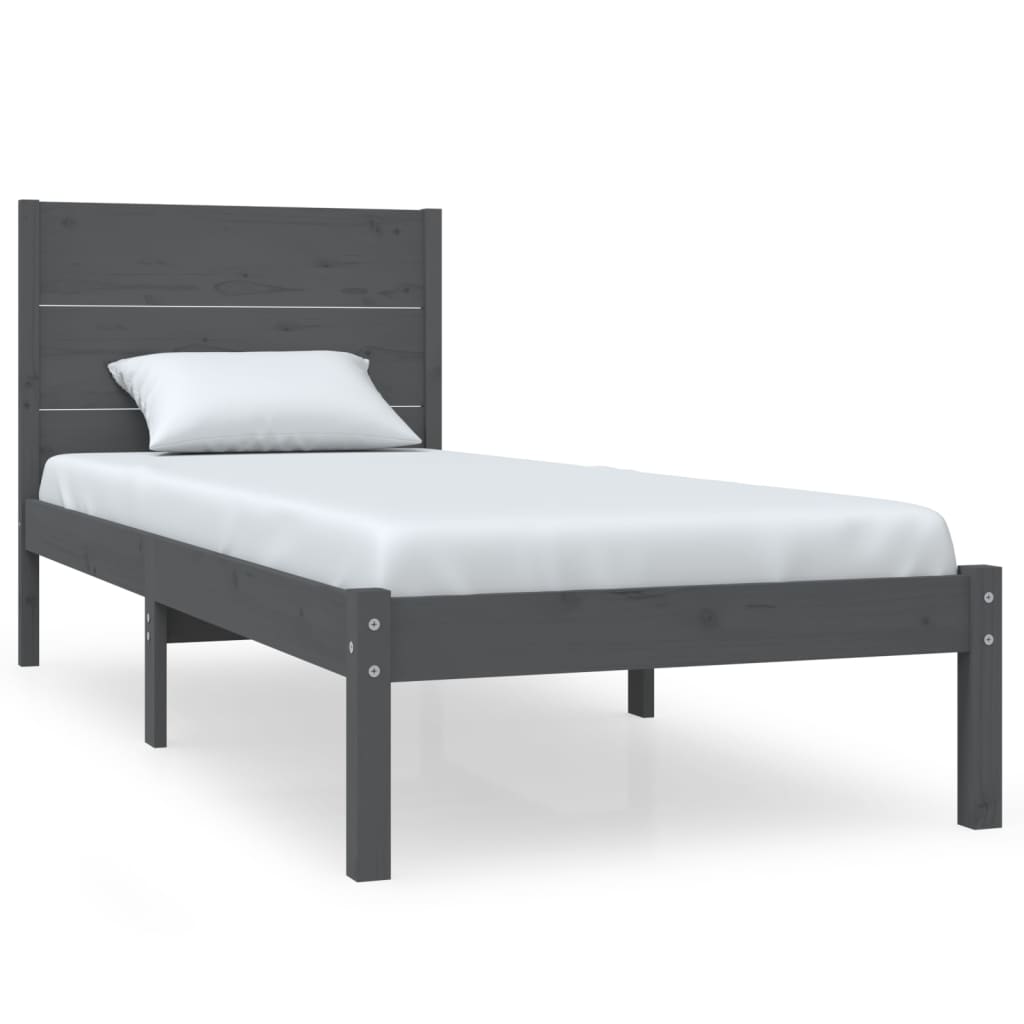 Bedframe Massief Grenenhout Grijs 100X200 Cm