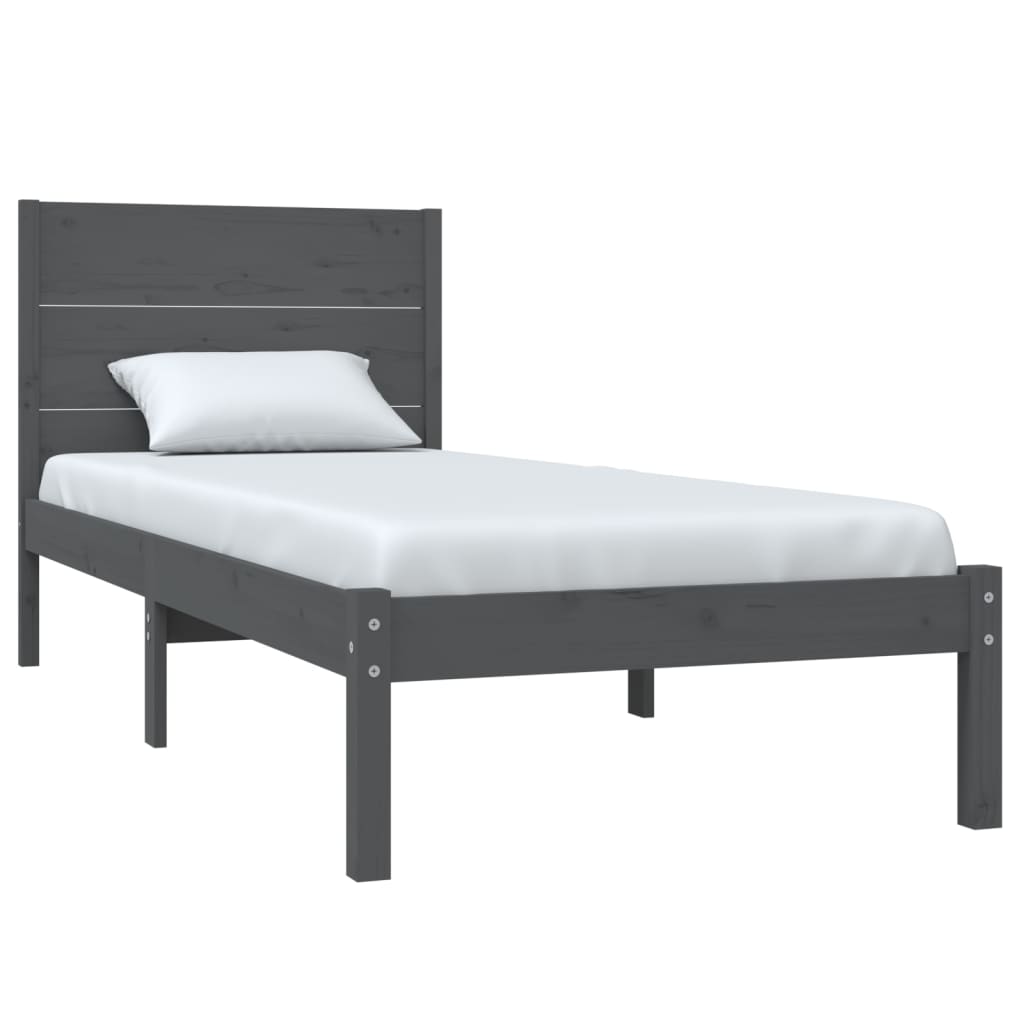 Bedframe Massief Grenenhout Grijs 100X200 Cm