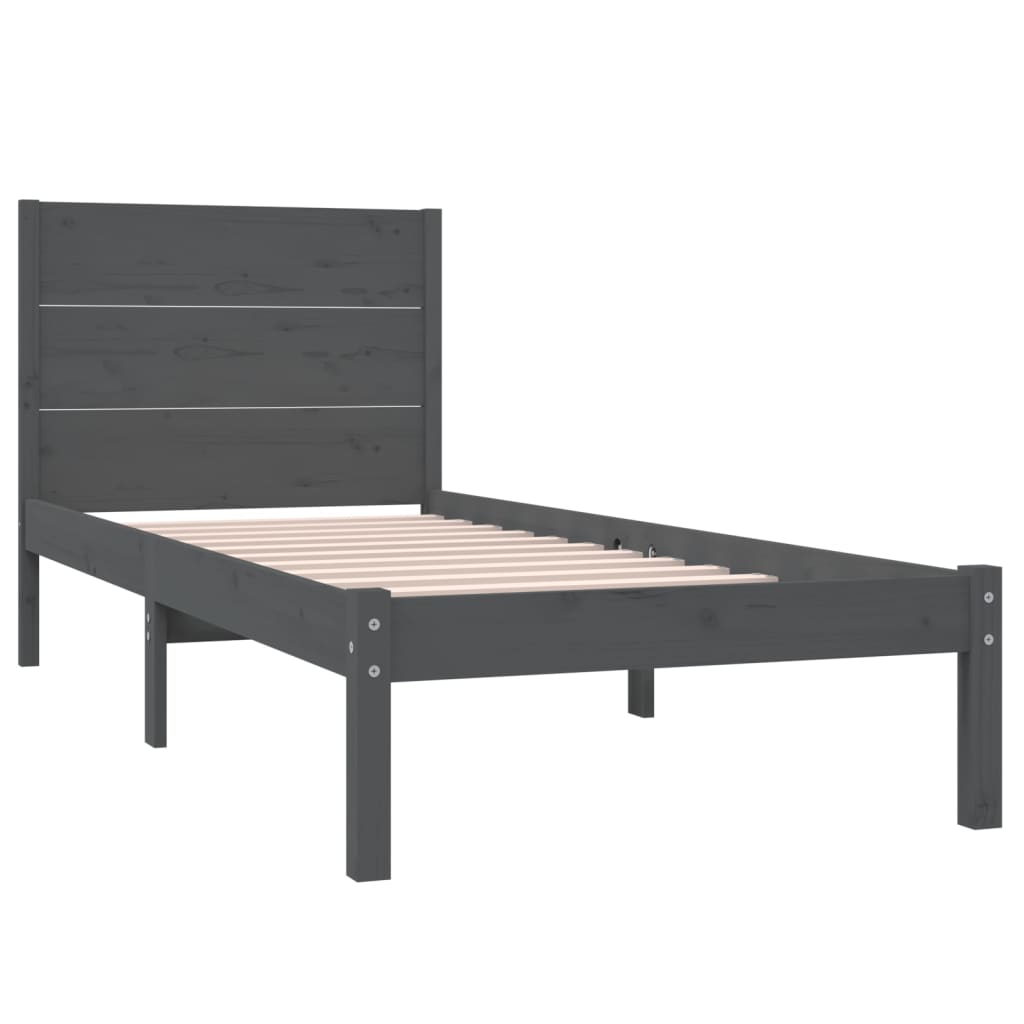 Bedframe Massief Grenenhout Grijs 100X200 Cm