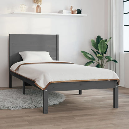 Bedframe Massief Grenenhout Grijs 100X200 Cm
