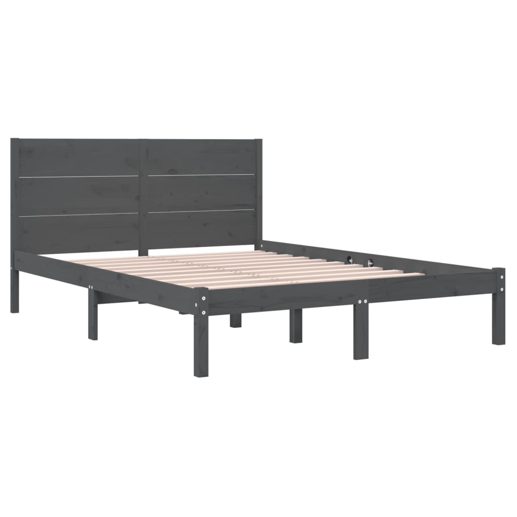 Bedframe Massief Grenenhout Grijs 120X200 Cm