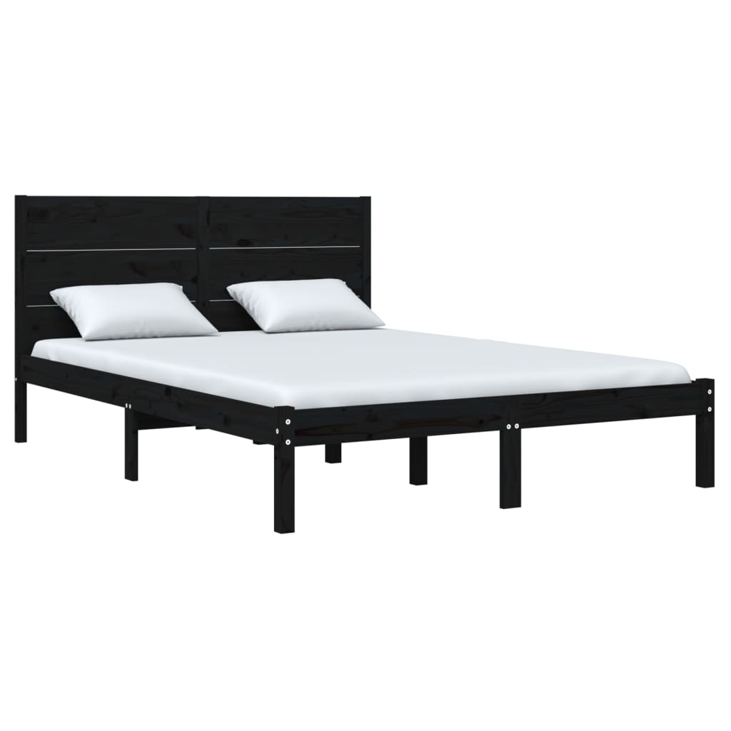 Bedframe Massief Grenenhout Zwart 120X200 Cm