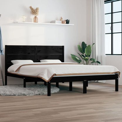 Bedframe Massief Grenenhout Zwart 120X200 Cm