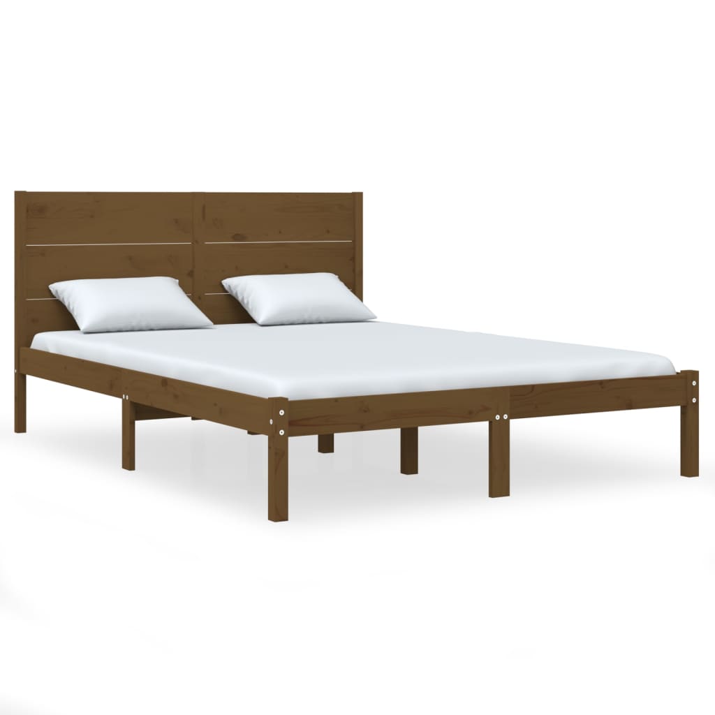 Bedframe Massief Hout Honingbruin 150X200 Cm 5Ft King Size