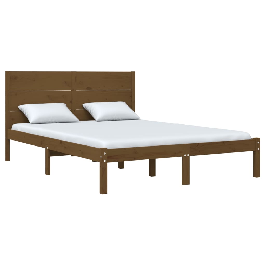 Bedframe Massief Hout Honingbruin 150X200 Cm 5Ft King Size