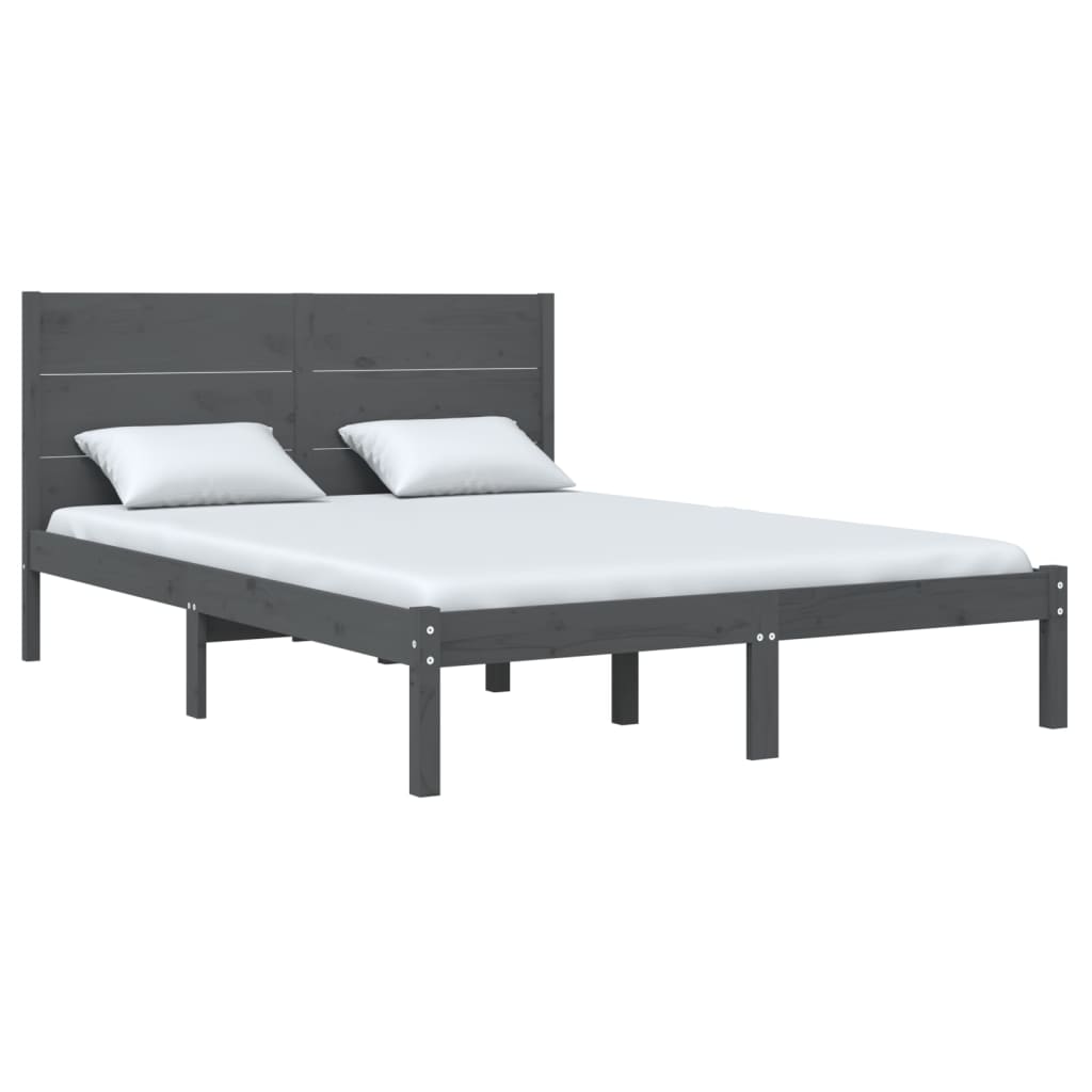 Bedframe Massief Grenenhout Grijs 160X200 Cm