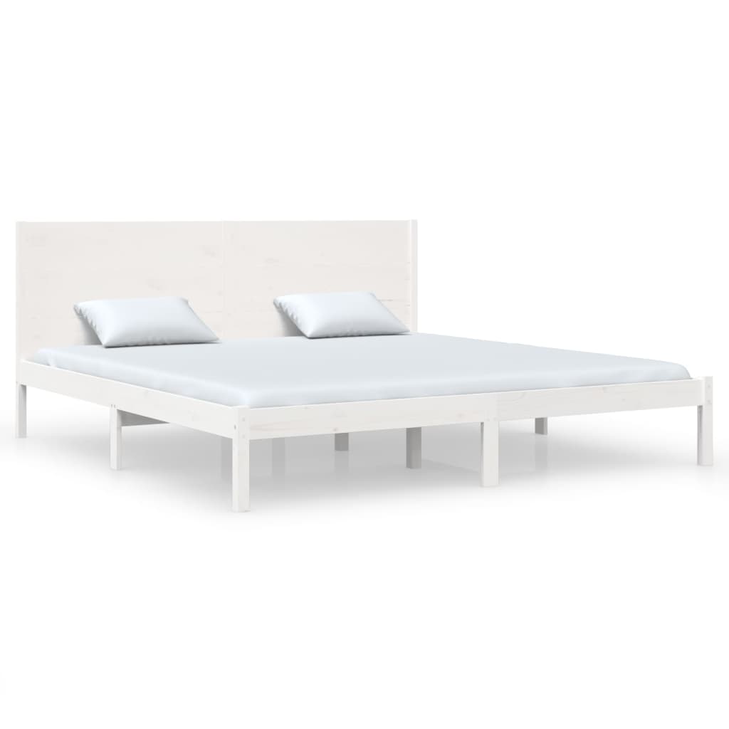 Bedframe Massief Hout Wit 180X200 Cm 6Ft Super King