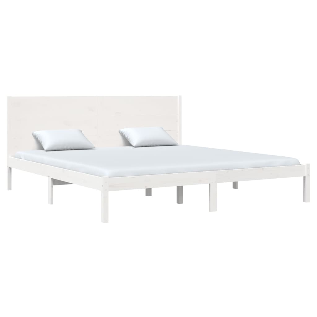Bedframe Massief Hout Wit 180X200 Cm 6Ft Super King