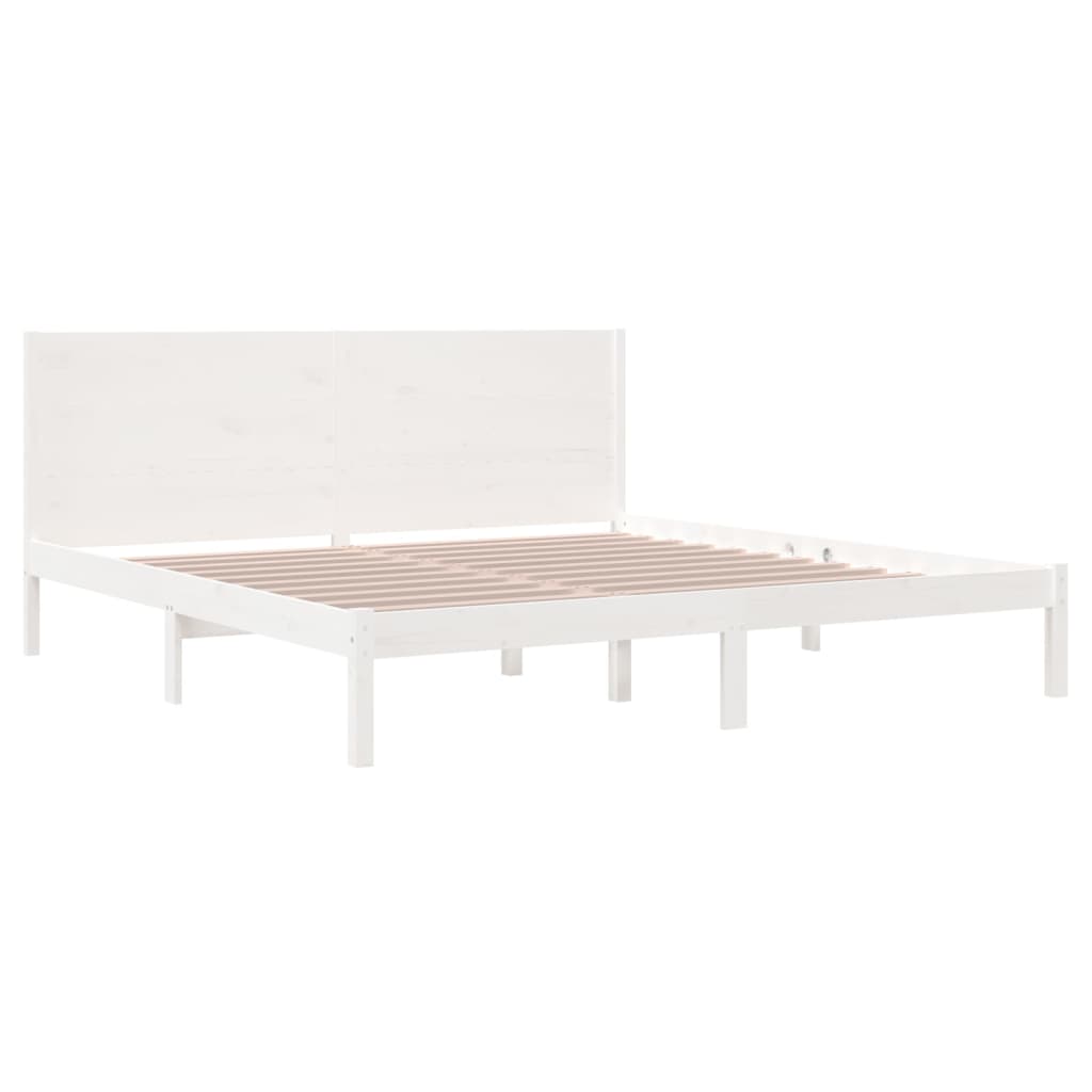 Bedframe Massief Hout Wit 180X200 Cm 6Ft Super King