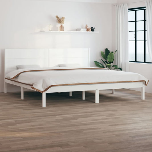 Bedframe Massief Hout Wit 180X200 Cm 6Ft Super King