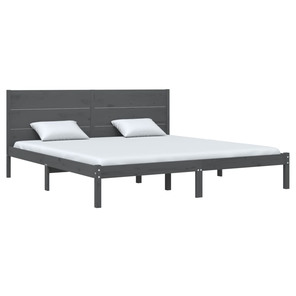 Bedframe Massief Hout Grijs 180X200 Cm 6Ft Super King