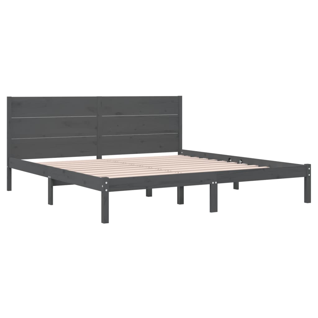 Bedframe Massief Hout Grijs 180X200 Cm 6Ft Super King