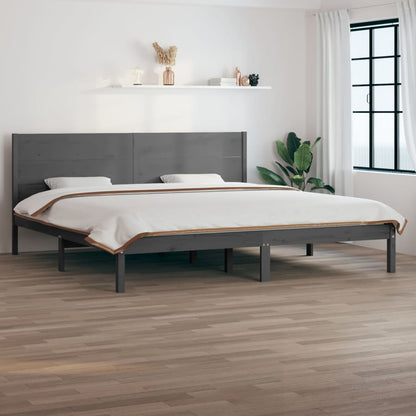 Bedframe Massief Hout Grijs 180X200 Cm 6Ft Super King