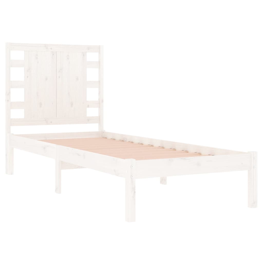 Bedframe Massief Hout Wit 75X190 Cm 2Ft6 Small Single