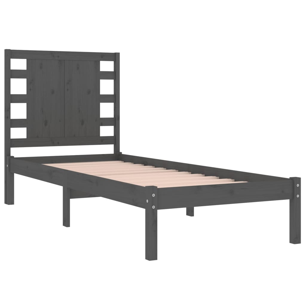 Bedframe Massief Hout Grijs 75X190 Cm 2Ft6 Small Single