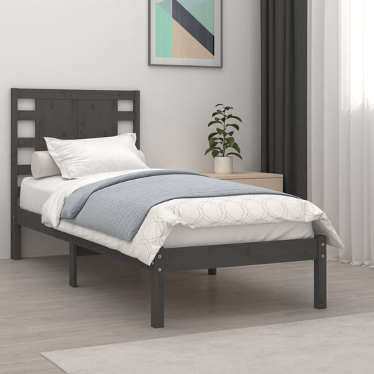 Bedframe Massief Hout Grijs 90X190 Cm 3Ft Single