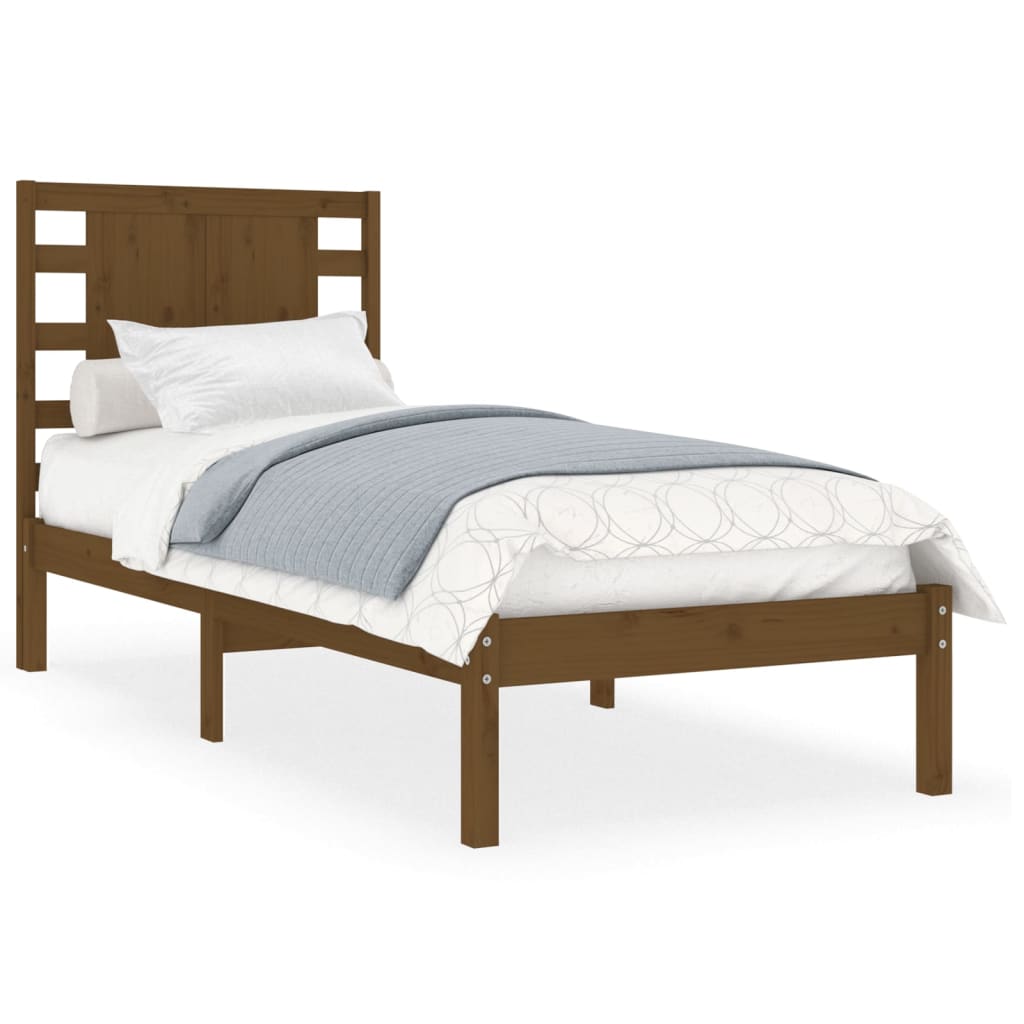 Bedframe Massief Hout Honingbruin 90X190 Cm 3Ft Single