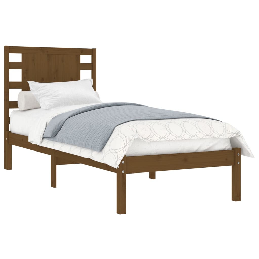 Bedframe Massief Hout Honingbruin 90X190 Cm 3Ft Single