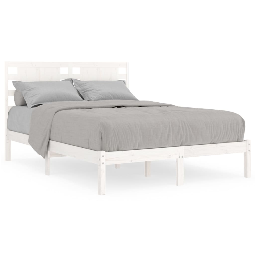 Bedframe Massief Hout Wit 120X190 Cm 4Ft Small Double