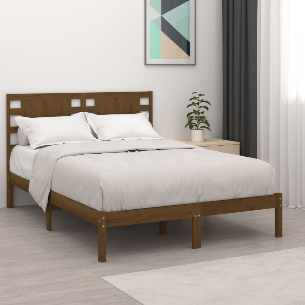 Bedframe Massief Hout Honingbruin 120X190 Cm 4Ft Small Double