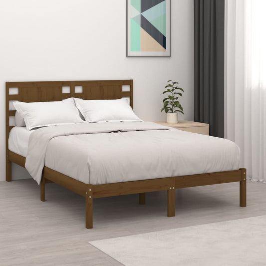 Bedframe Massief Hout Honingbruin 135X190 Cm 4Ft6 Double
