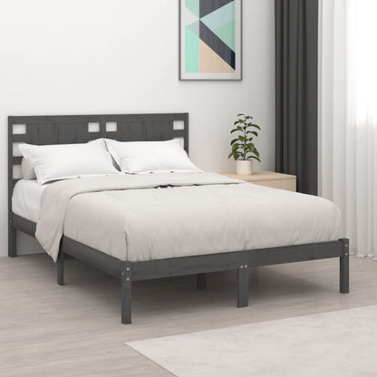 Bedframe Massief Grenenhout Grijs 140X190 Cm
