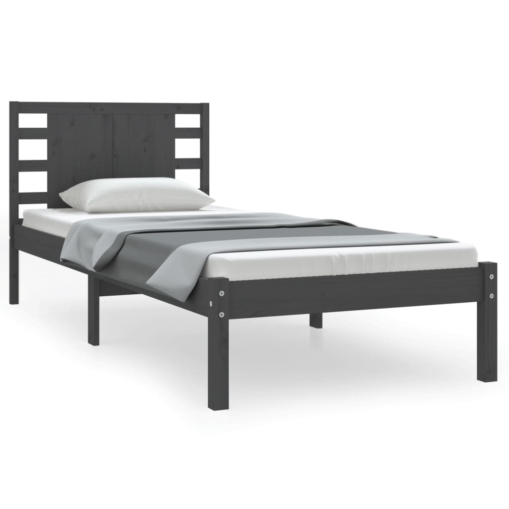 Bedframe Massief Grenenhout Grijs 90X200 Cm