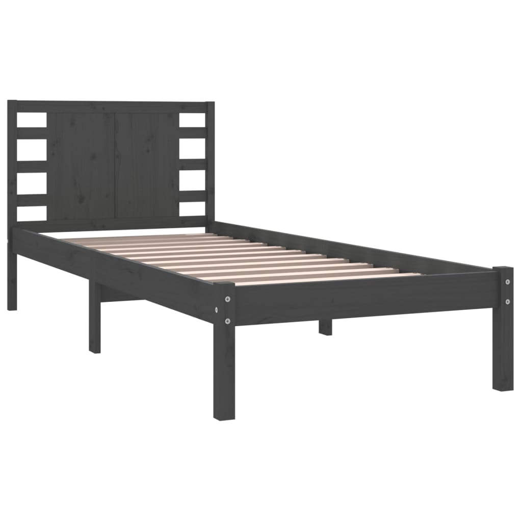 Bedframe Massief Grenenhout Grijs 90X200 Cm