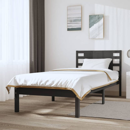 Bedframe Massief Grenenhout Grijs 90X200 Cm