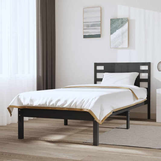 Bedframe Massief Grenenhout Grijs 90X200 Cm
