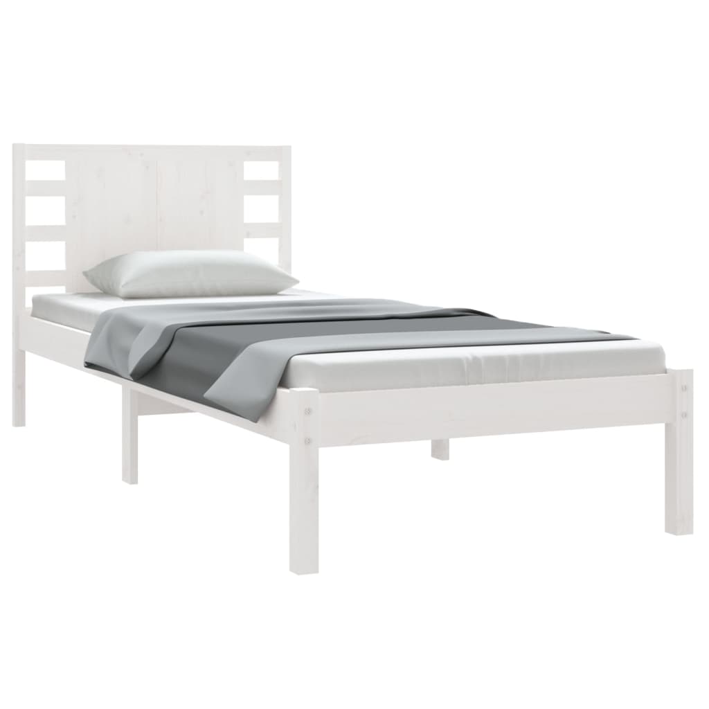 Bedframe Massief Grenenhout Wit 100X200 Cm