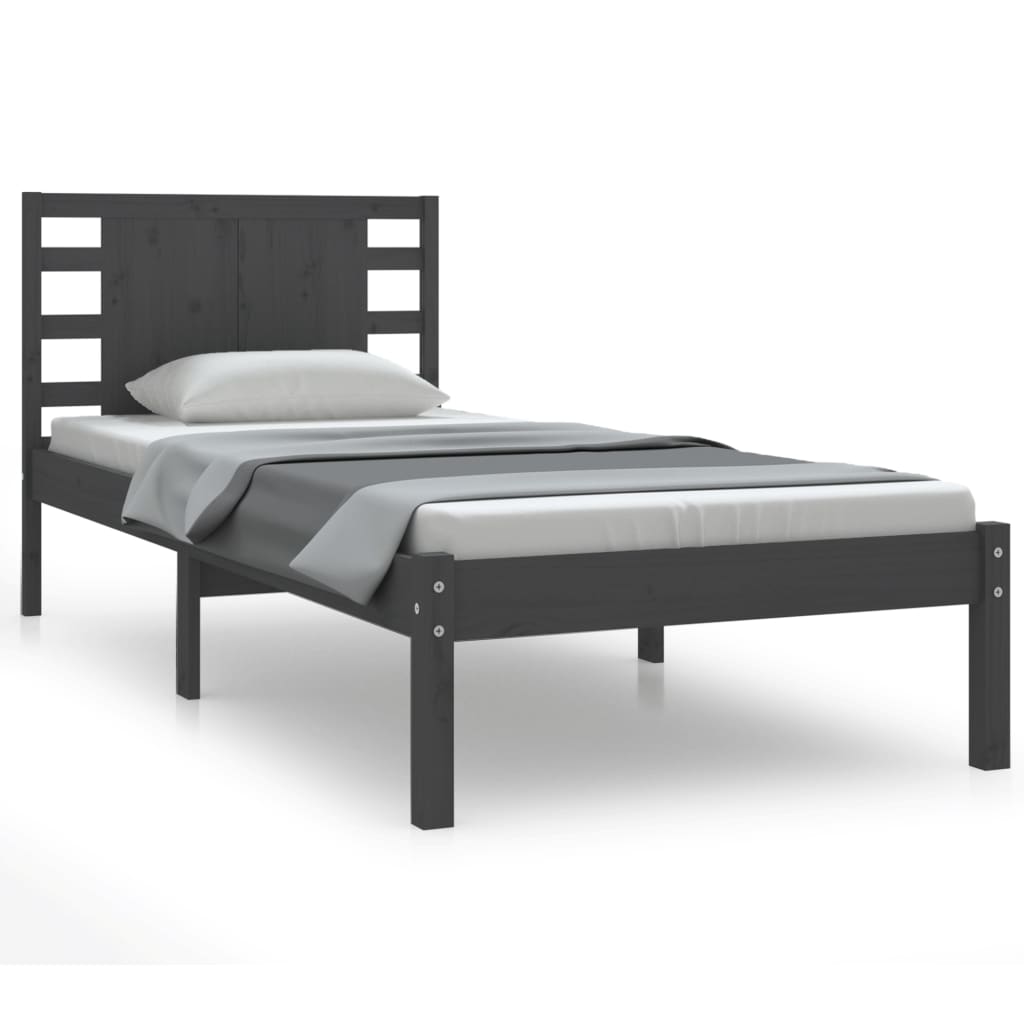 Bedframe Massief Grenenhout Grijs 100X200 Cm
