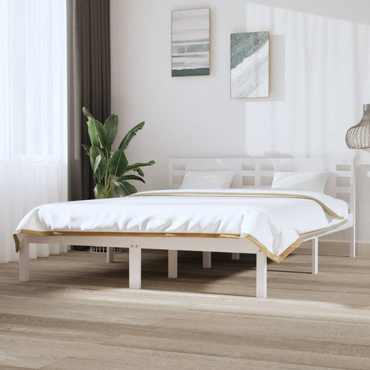 Bedframe Massief Grenenhout Wit 120X200 Cm
