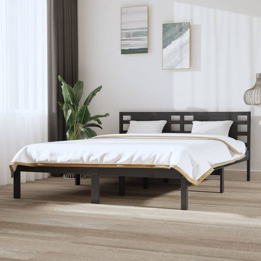 Bedframe Massief Grenenhout Grijs 120X200 Cm