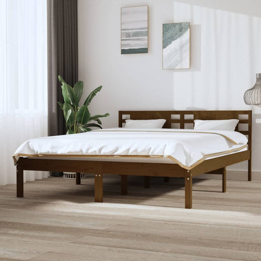 Bedframe Massief Grenenhout Honingbruin 140X200 Cm