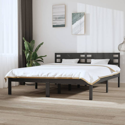 Bedframe Massief Grenenhout Grijs 160X200 Cm