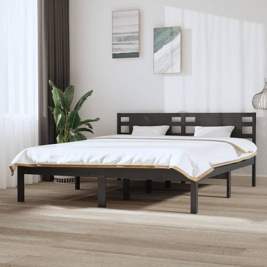 Bedframe Massief Grenenhout Grijs 160X200 Cm