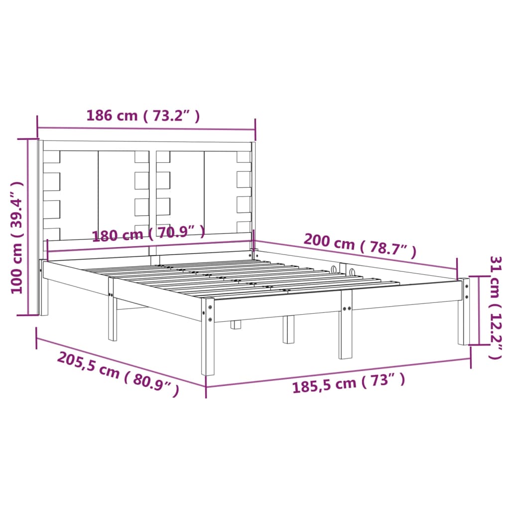 Bedframe Massief Hout 180X200 Cm 6Ft Super King