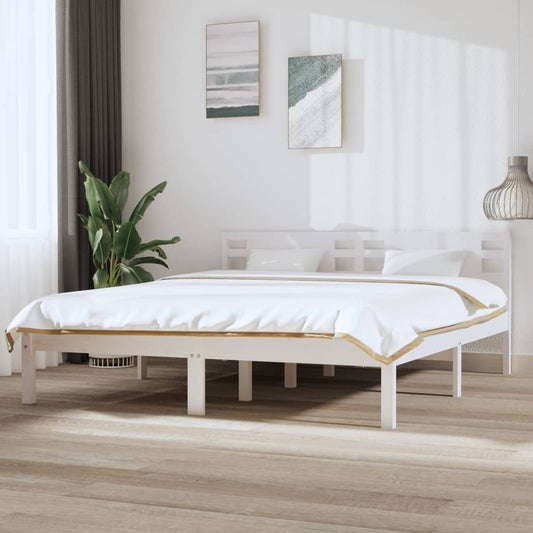 Bedframe Massief Hout Wit 180X200 Cm 6Ft Super King