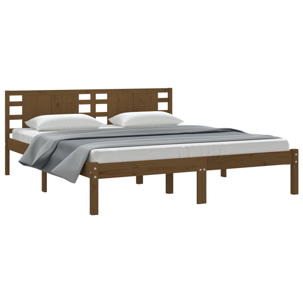 Bedframe Massief Hout Honingbruin 180X200 Cm 6Ft Super King