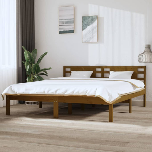 Bedframe Massief Hout Honingbruin 180X200 Cm 6Ft Super King
