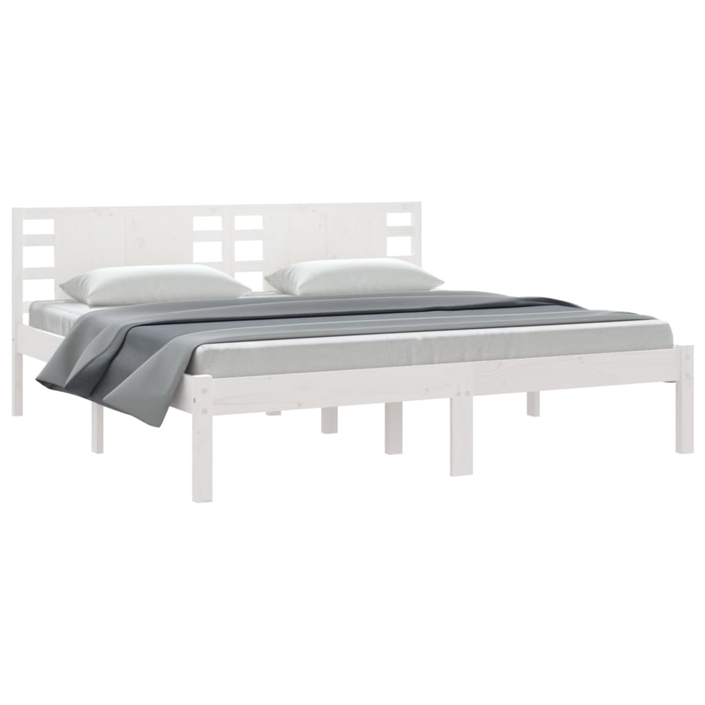 Bedframe Massief Grenenhout Wit 200X200 Cm