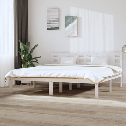 Bedframe Massief Grenenhout Wit 200X200 Cm