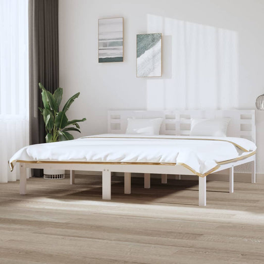 Bedframe Massief Grenenhout Wit 200X200 Cm