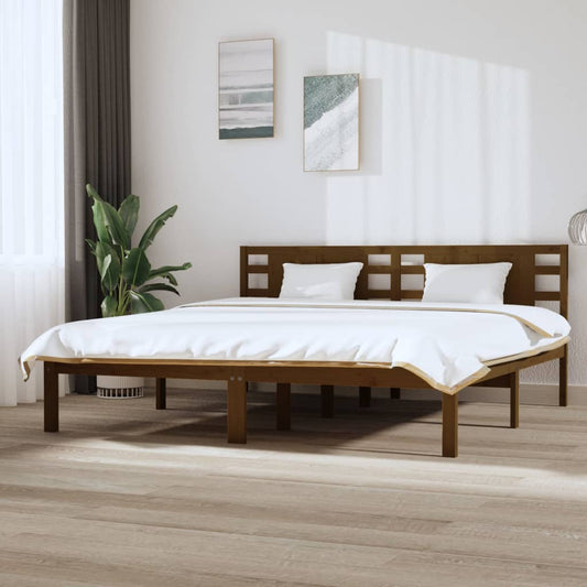 Bedframe Massief Grenenhout Honingbruin 200X200 Cm